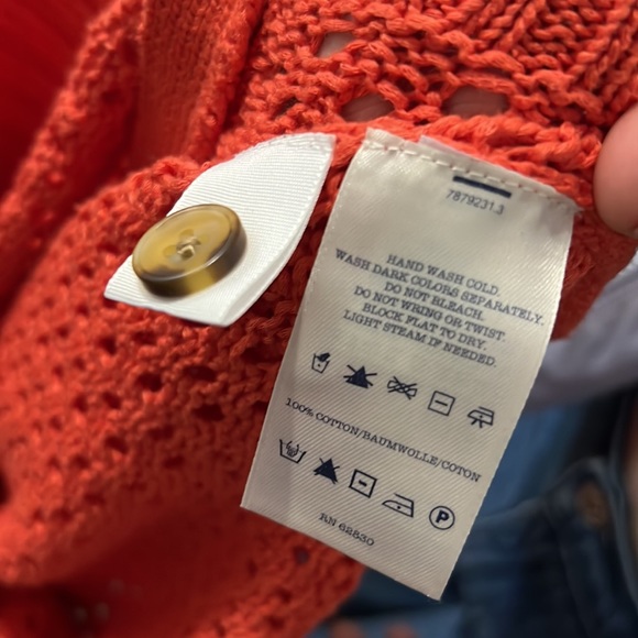 LANDS END open weave happy orange cardigan - Picture 6 of 6